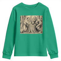Theodore Roosevelt and Bigfoot Arm Wrestling Retro Youth Sweatshirt