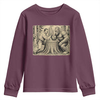 Theodore Roosevelt and Bigfoot Arm Wrestling Retro Youth Sweatshirt