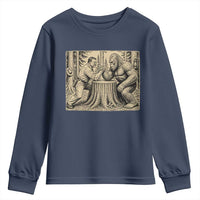 Theodore Roosevelt and Bigfoot Arm Wrestling Retro Youth Sweatshirt