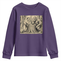 Theodore Roosevelt and Bigfoot Arm Wrestling Retro Youth Sweatshirt