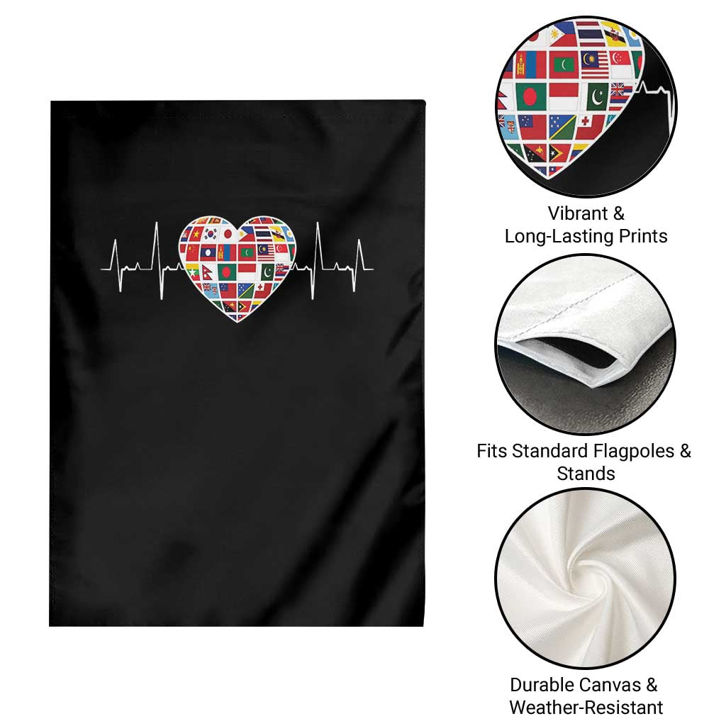 AAPI Heritage Month Heartbeat Heart Asian American and Pacific Islander Countries Flag Garden Flag