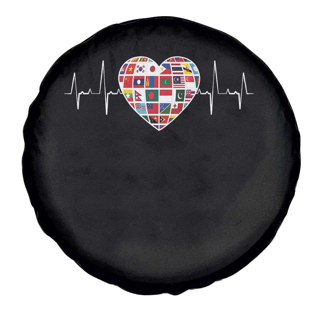 AAPI Heritage Month Heartbeat Heart Asian American and Pacific Islander Countries Flag Spare Tire Cover