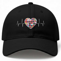 AAPI Heritage Month Heartbeat Heart Asian American and Pacific Islander Countries Flag Baseball Cap