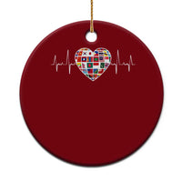 AAPI Heritage Month Heartbeat Heart Asian American and Pacific Islander Countries Flag Ceramic Ornament