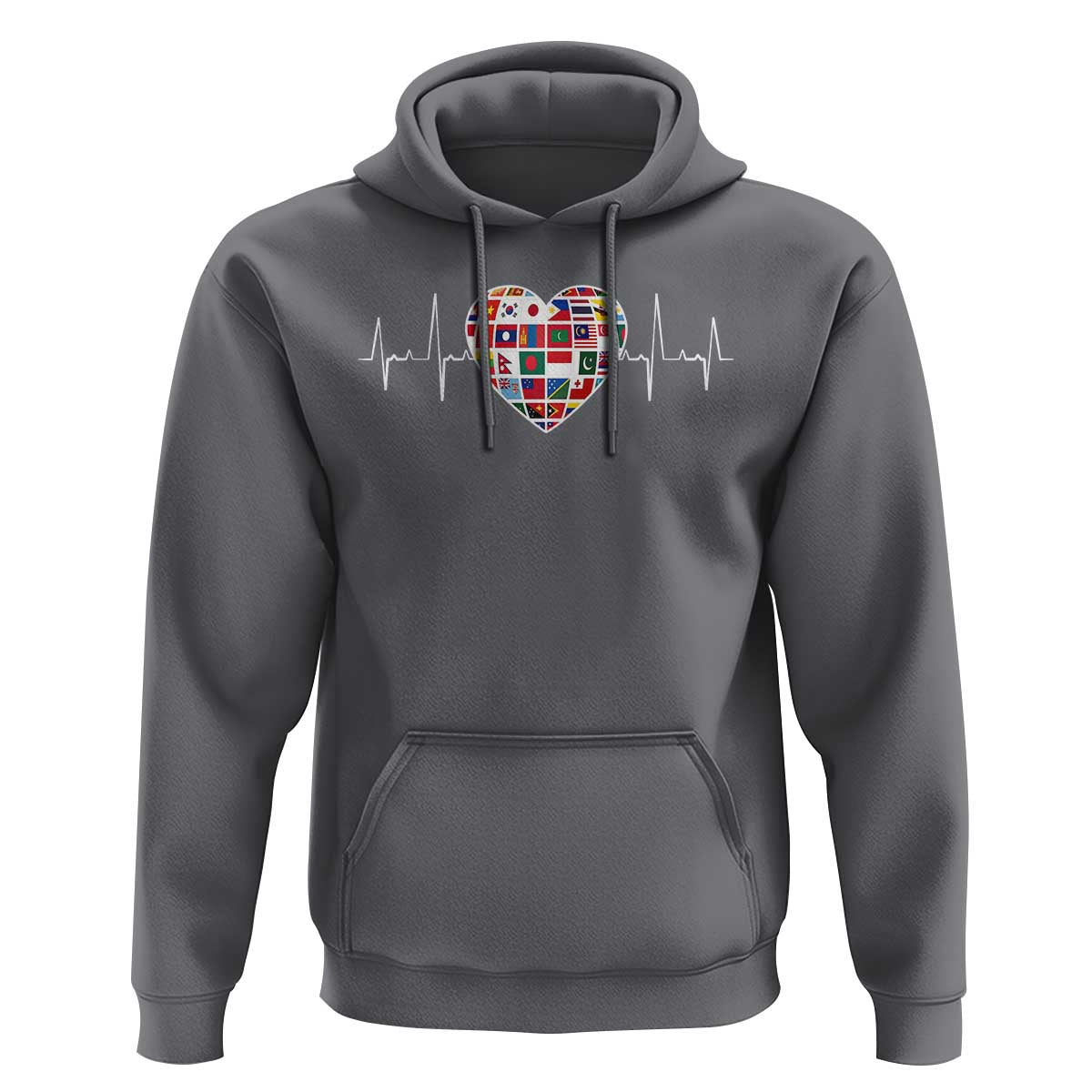AAPI Heritage Month Heartbeat Heart Asian American and Pacific Islander Countries Flag Hoodie