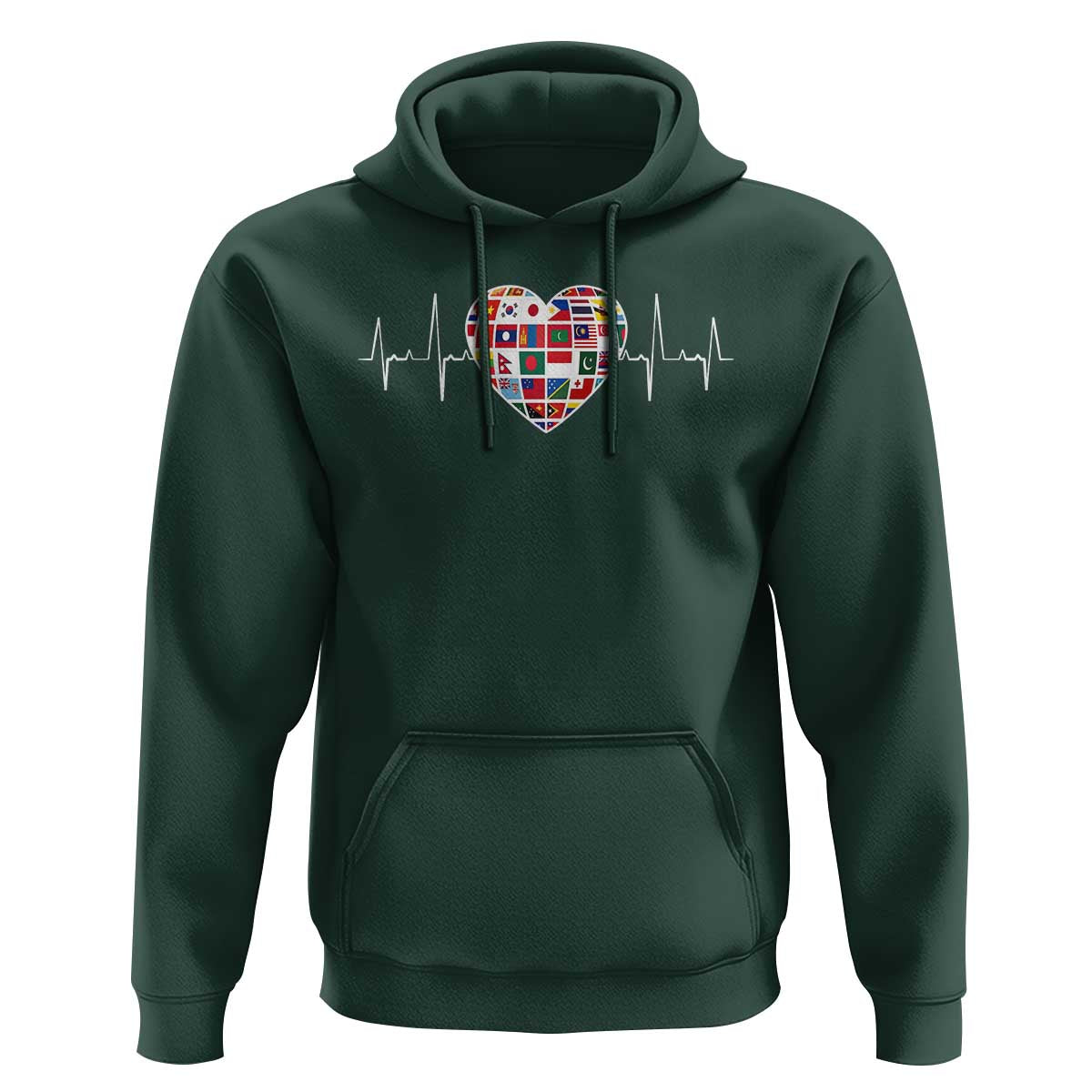AAPI Heritage Month Heartbeat Heart Asian American and Pacific Islander Countries Flag Hoodie