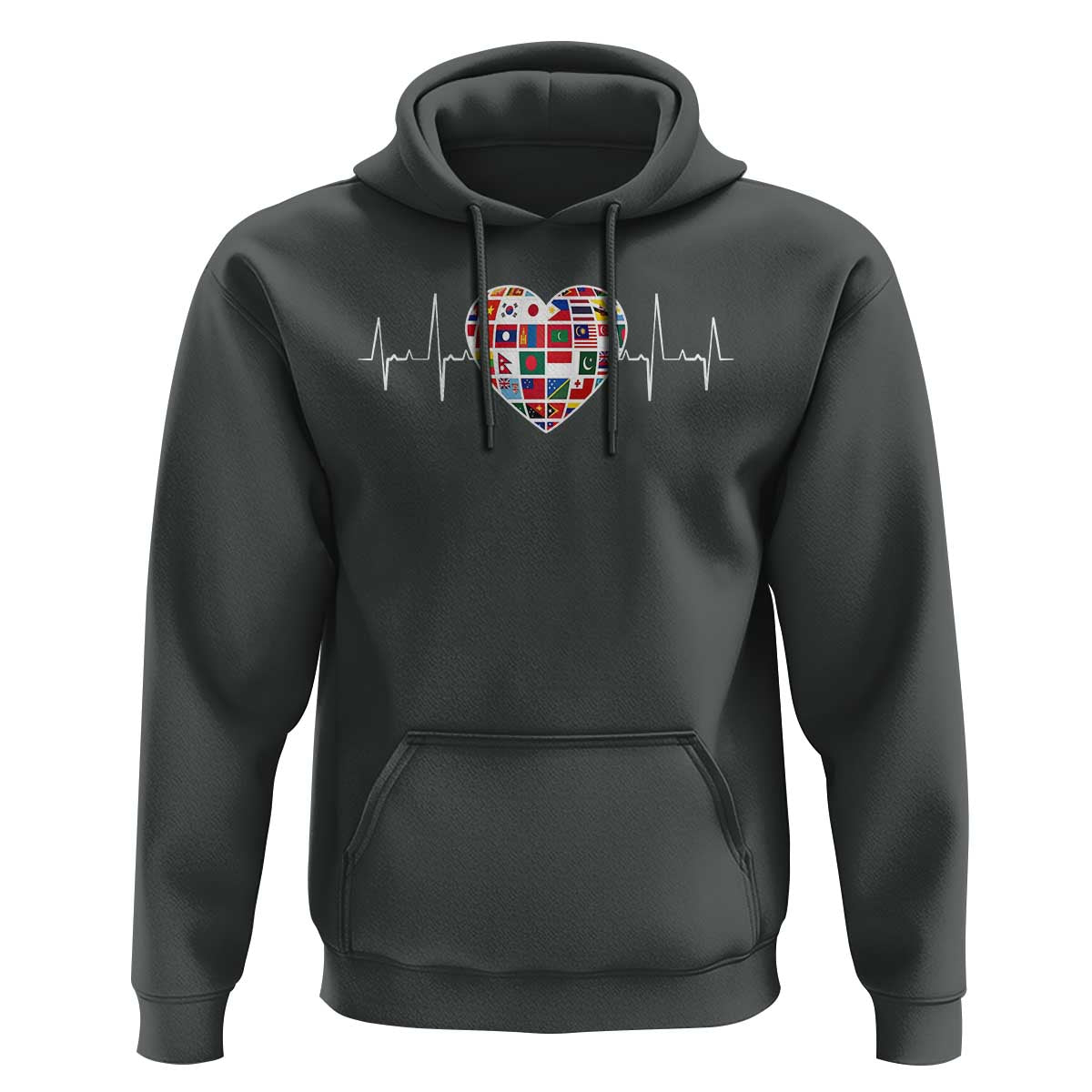 AAPI Heritage Month Heartbeat Heart Asian American and Pacific Islander Countries Flag Hoodie