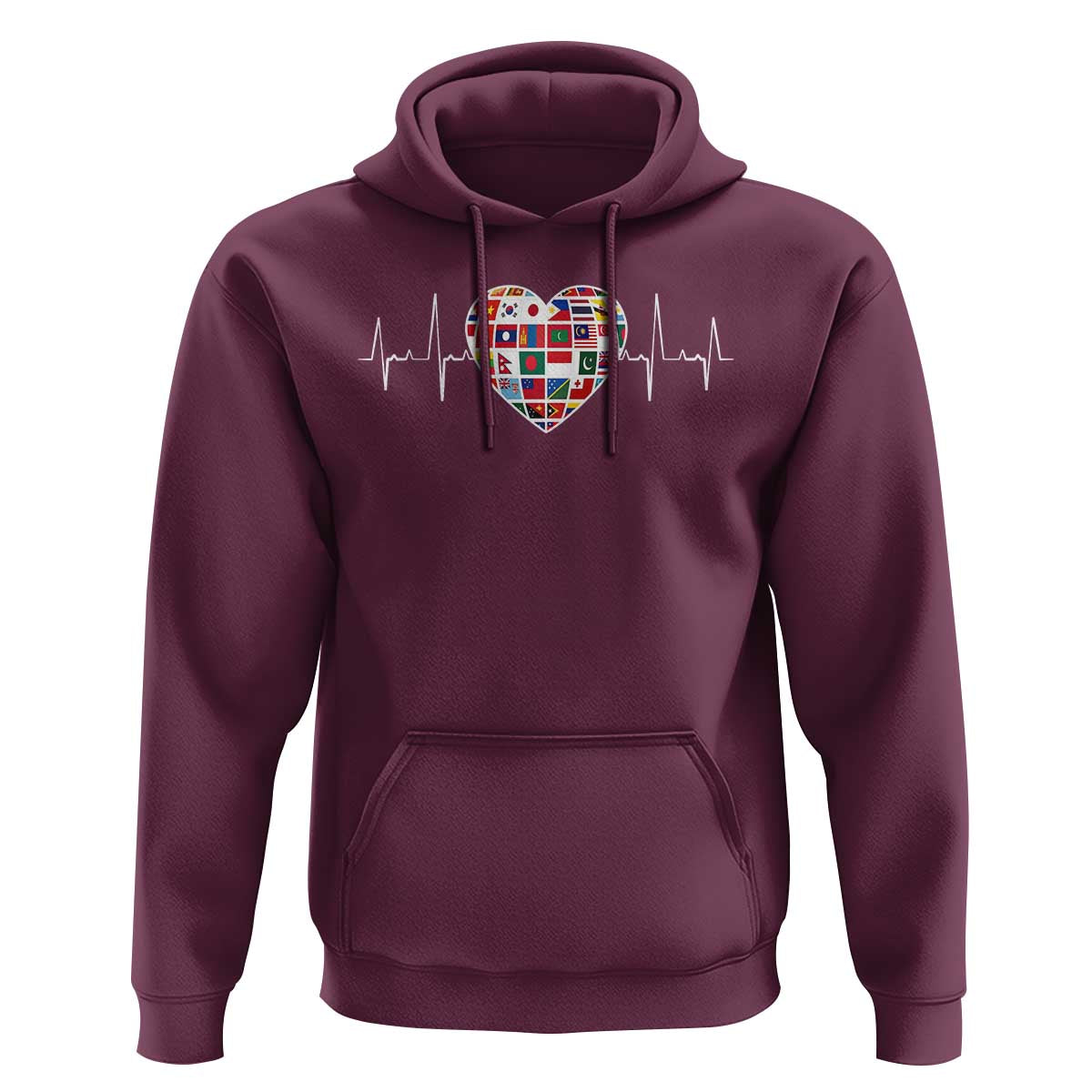 AAPI Heritage Month Heartbeat Heart Asian American and Pacific Islander Countries Flag Hoodie