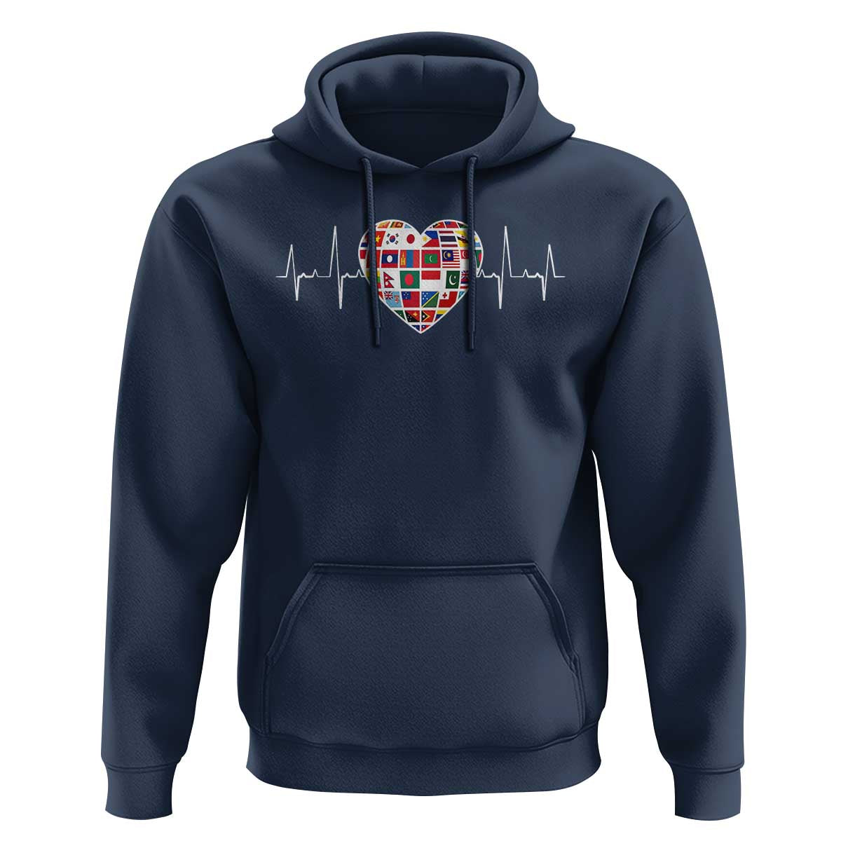 AAPI Heritage Month Heartbeat Heart Asian American and Pacific Islander Countries Flag Hoodie