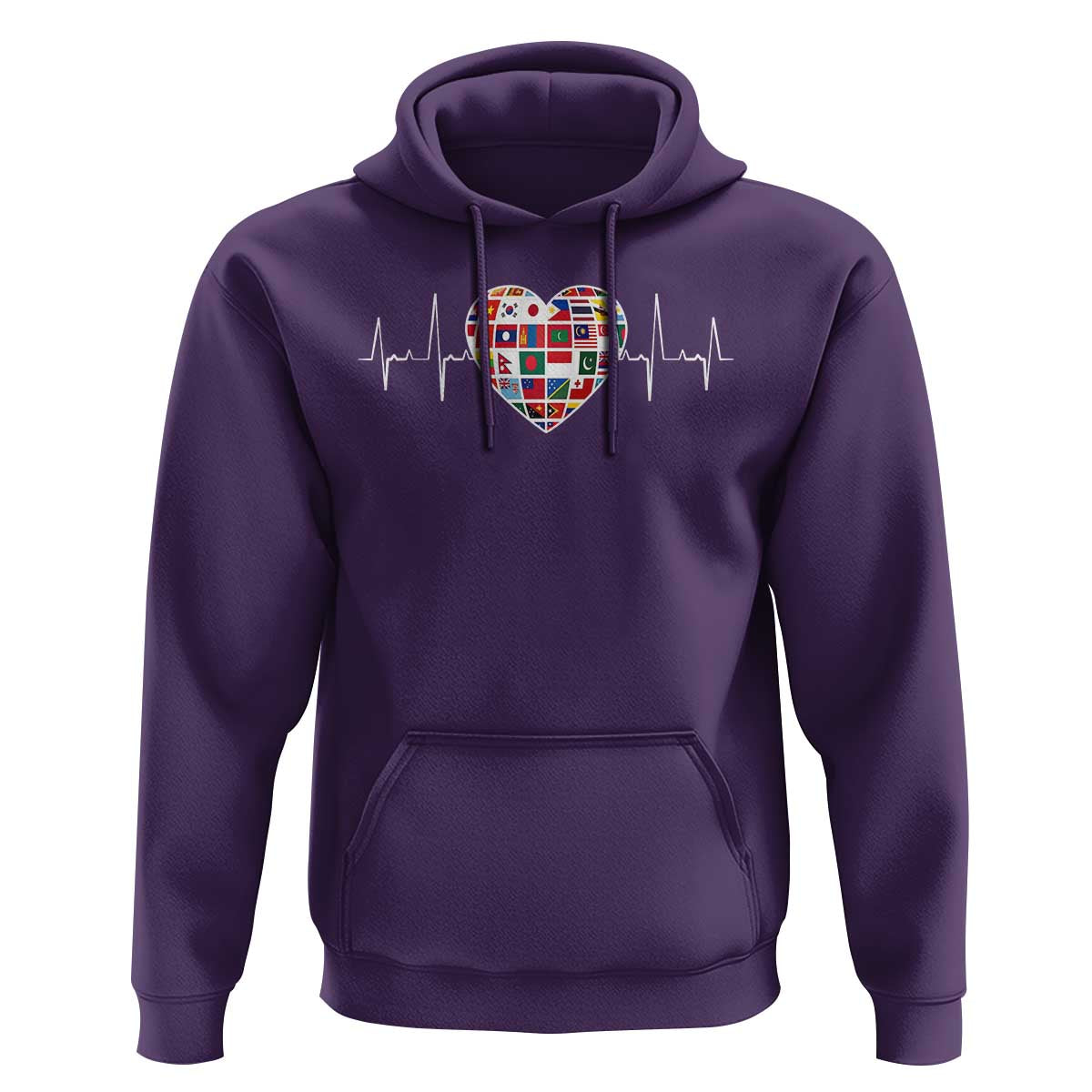 AAPI Heritage Month Heartbeat Heart Asian American and Pacific Islander Countries Flag Hoodie