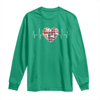 AAPI Heritage Month Heartbeat Heart Asian American and Pacific Islander Countries Flag Long Sleeve Shirt