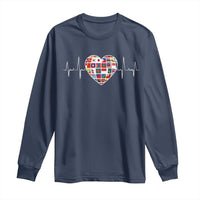 AAPI Heritage Month Heartbeat Heart Asian American and Pacific Islander Countries Flag Long Sleeve Shirt