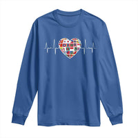 AAPI Heritage Month Heartbeat Heart Asian American and Pacific Islander Countries Flag Long Sleeve Shirt