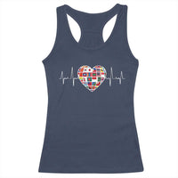 AAPI Heritage Month Heartbeat Heart Asian American and Pacific Islander Countries Flag Racerback Tank Top