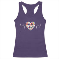 AAPI Heritage Month Heartbeat Heart Asian American and Pacific Islander Countries Flag Racerback Tank Top