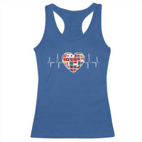 AAPI Heritage Month Heartbeat Heart Asian American and Pacific Islander Countries Flag Racerback Tank Top