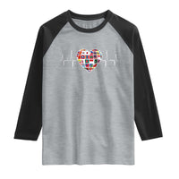 AAPI Heritage Month Heartbeat Heart Asian American and Pacific Islander Countries Flag Raglan Shirt