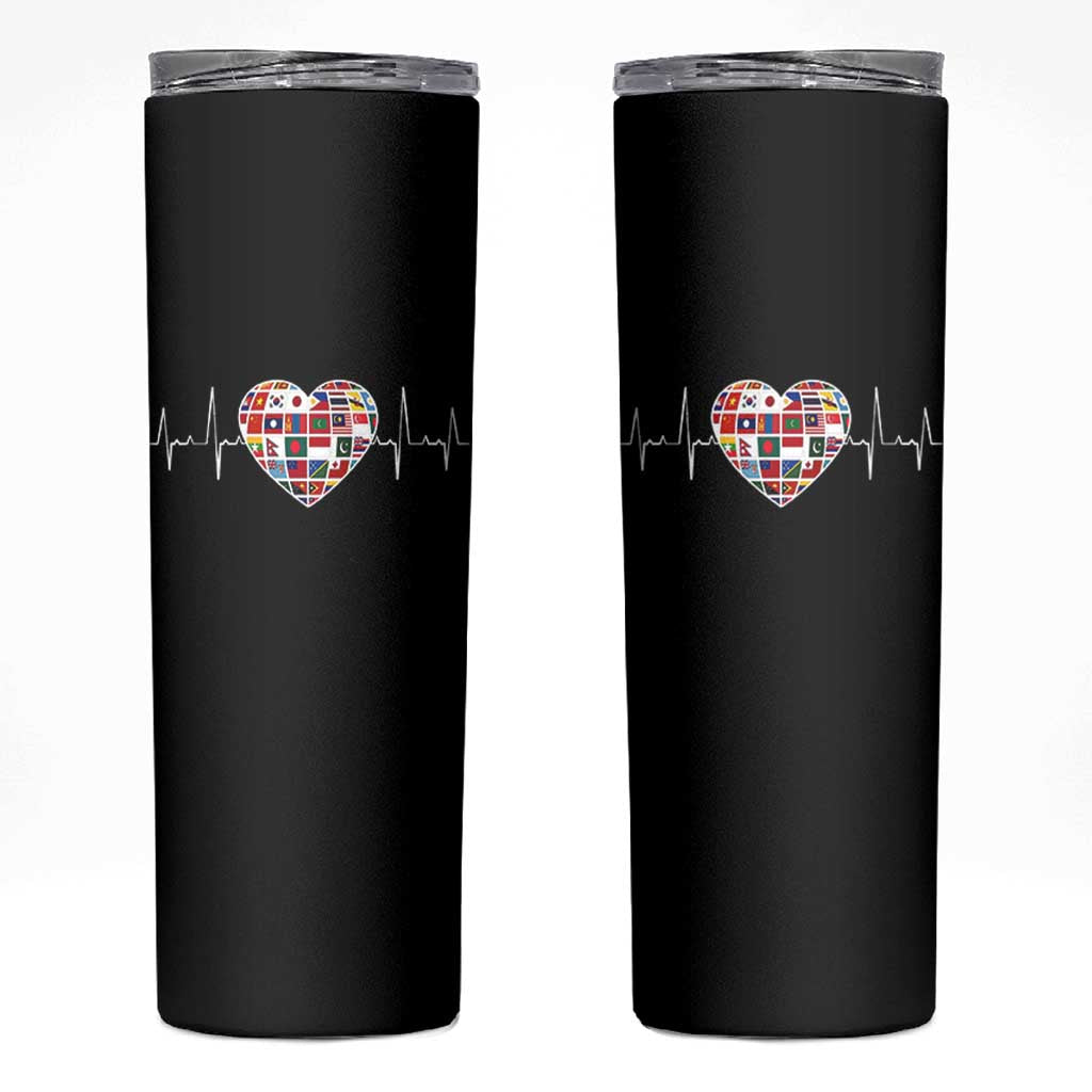 AAPI Heritage Month Heartbeat Heart Asian American and Pacific Islander Countries Flag Skinny Tumbler