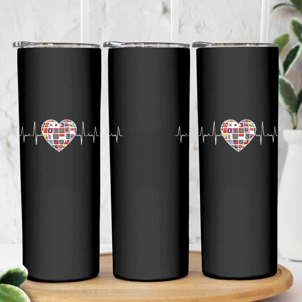 AAPI Heritage Month Heartbeat Heart Asian American and Pacific Islander Countries Flag Skinny Tumbler