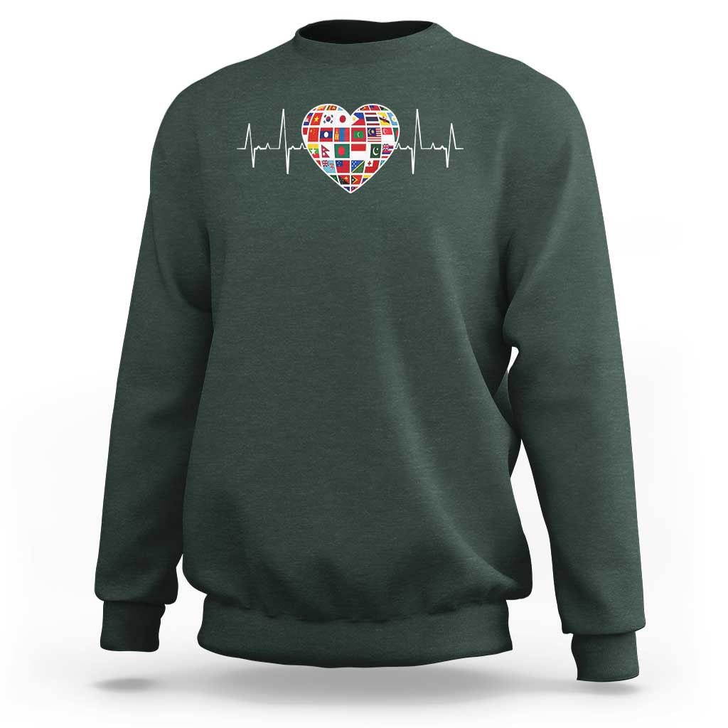 AAPI Heritage Month Heartbeat Heart Asian American and Pacific Islander Countries Flag Sweatshirt