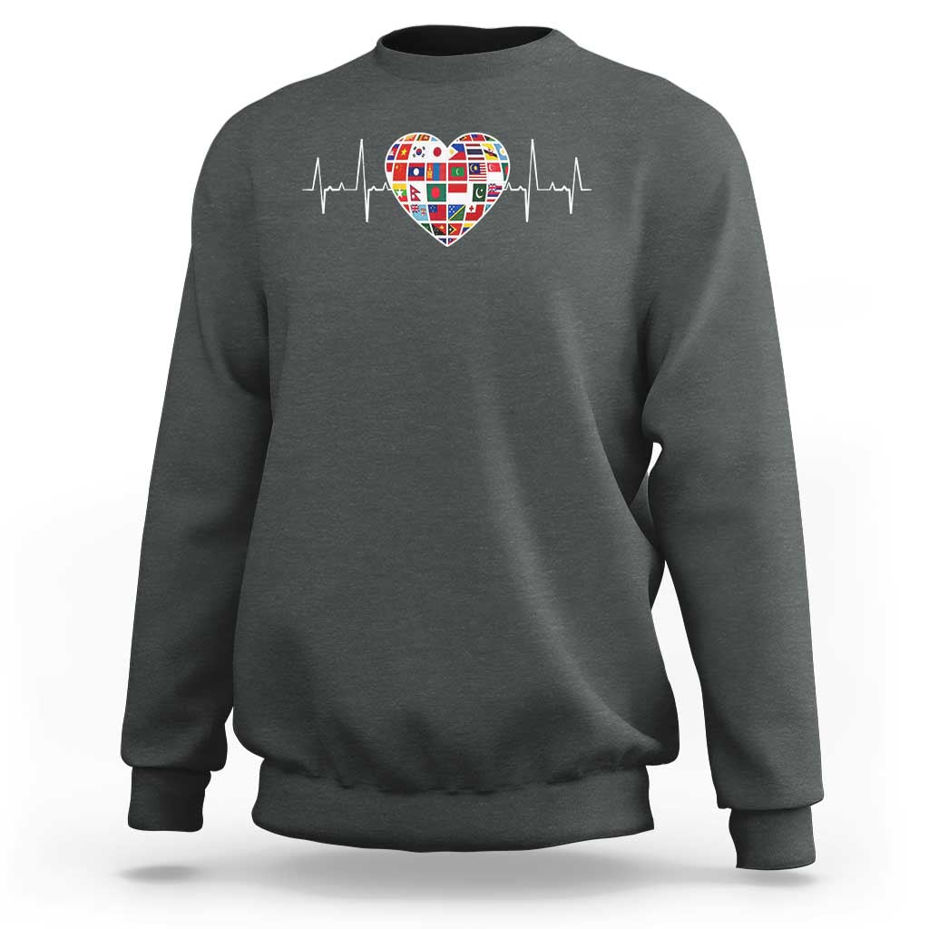 AAPI Heritage Month Heartbeat Heart Asian American and Pacific Islander Countries Flag Sweatshirt