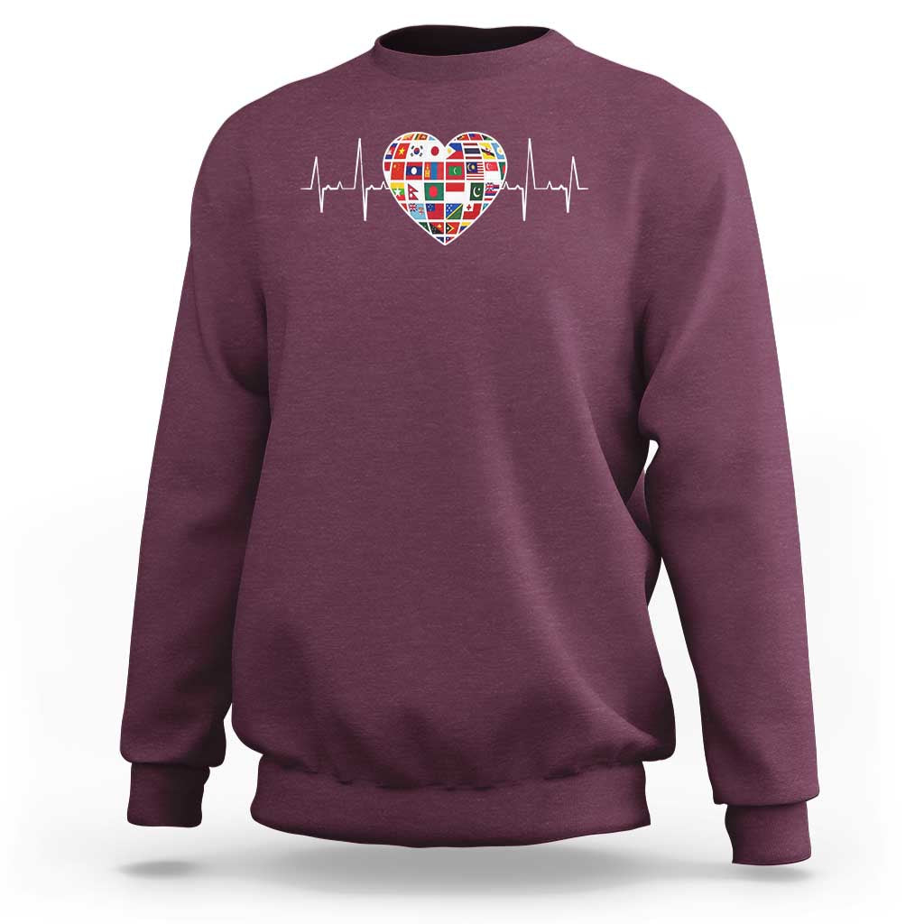 AAPI Heritage Month Heartbeat Heart Asian American and Pacific Islander Countries Flag Sweatshirt