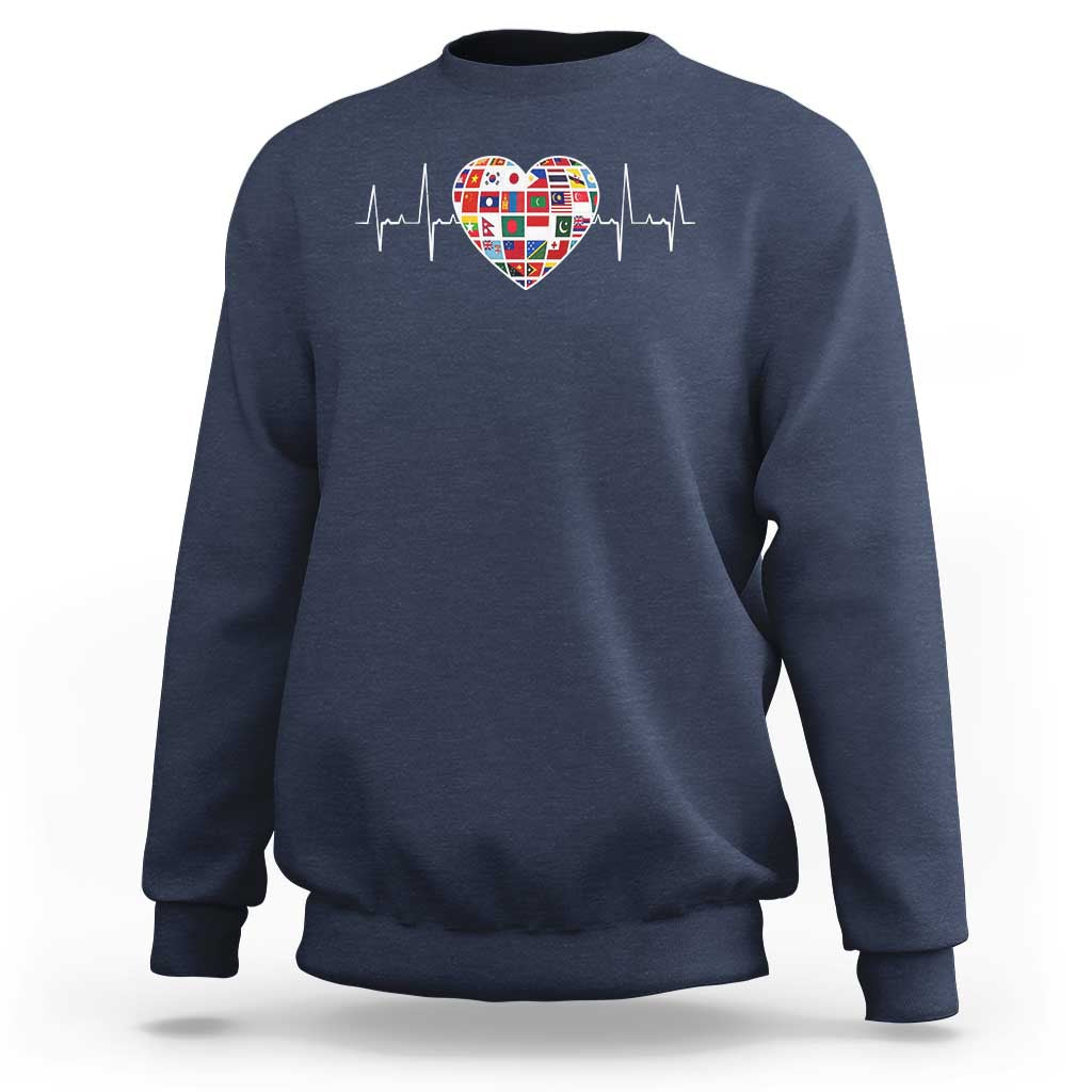 AAPI Heritage Month Heartbeat Heart Asian American and Pacific Islander Countries Flag Sweatshirt