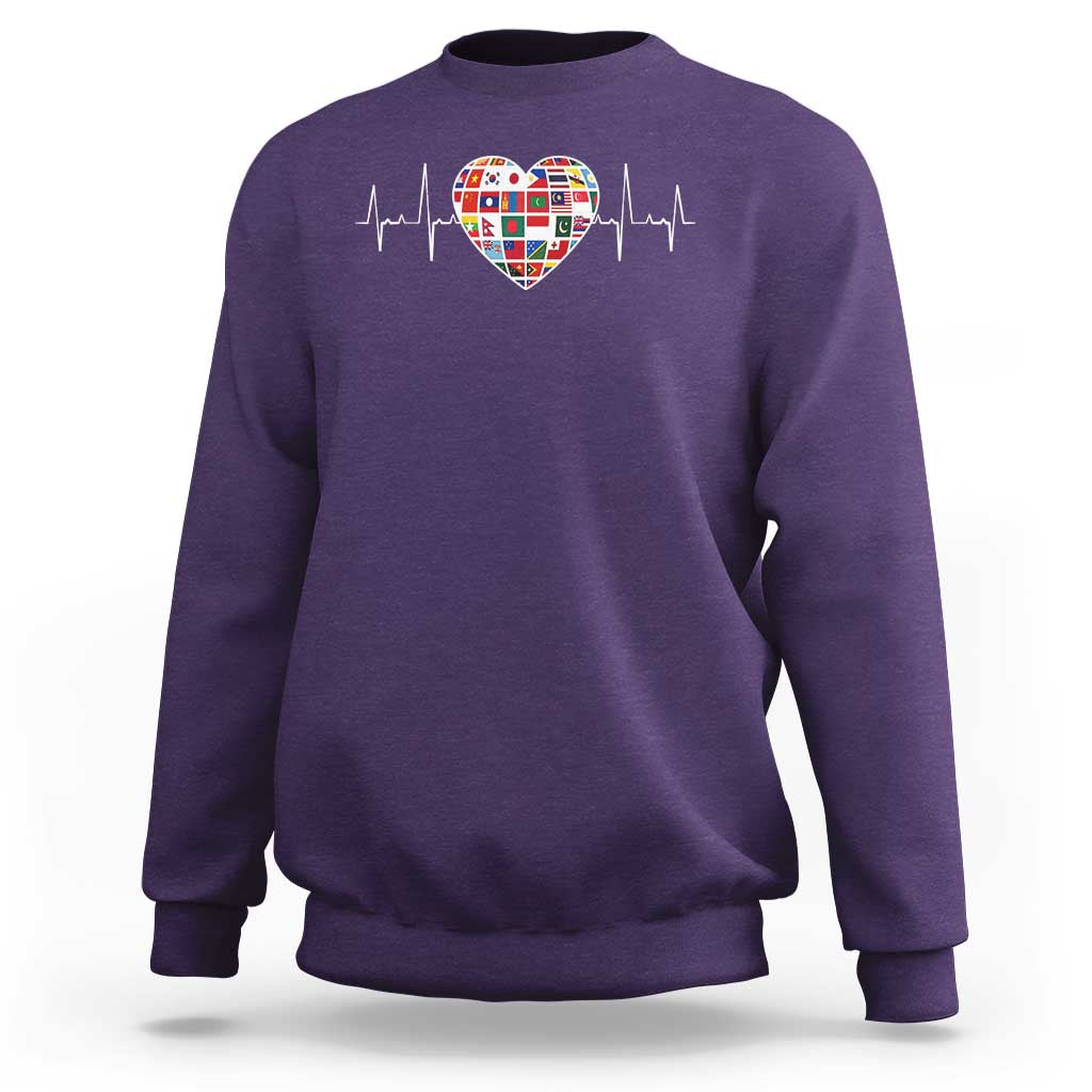 AAPI Heritage Month Heartbeat Heart Asian American and Pacific Islander Countries Flag Sweatshirt