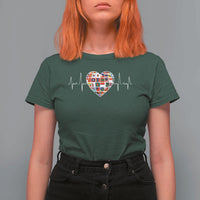 AAPI Heritage Month Heartbeat Heart Asian American and Pacific Islander Countries Flag T Shirt For Women