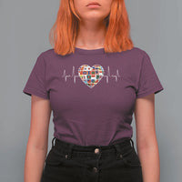 AAPI Heritage Month Heartbeat Heart Asian American and Pacific Islander Countries Flag T Shirt For Women