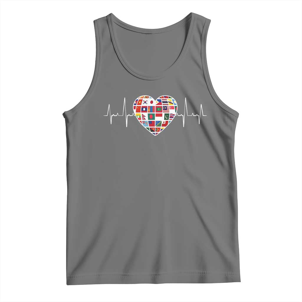 AAPI Heritage Month Heartbeat Heart Asian American and Pacific Islander Countries Flag Tank Top