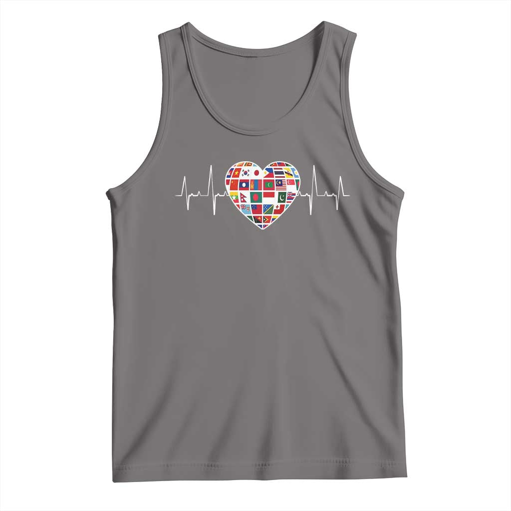 AAPI Heritage Month Heartbeat Heart Asian American and Pacific Islander Countries Flag Tank Top