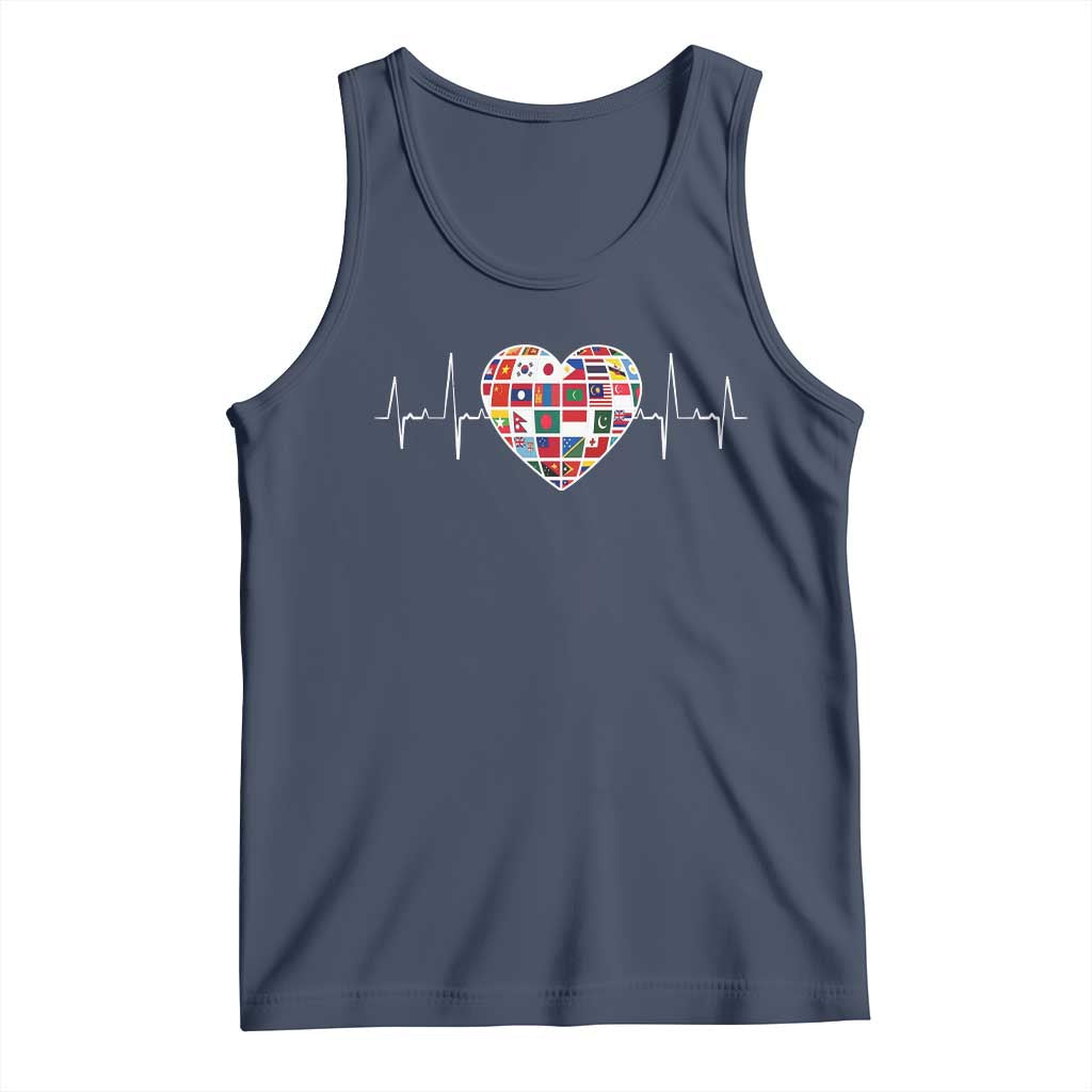 AAPI Heritage Month Heartbeat Heart Asian American and Pacific Islander Countries Flag Tank Top