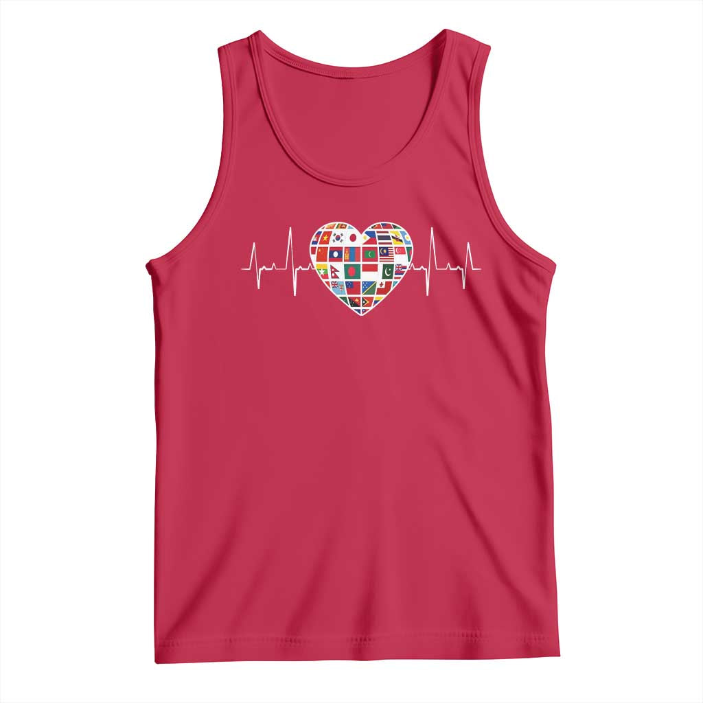AAPI Heritage Month Heartbeat Heart Asian American and Pacific Islander Countries Flag Tank Top