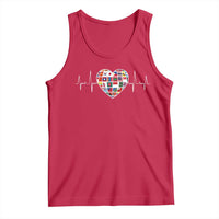 AAPI Heritage Month Heartbeat Heart Asian American and Pacific Islander Countries Flag Tank Top
