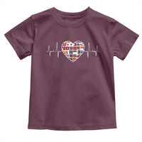 AAPI Heritage Month Heartbeat Heart Asian American and Pacific Islander Countries Flag Toddler T Shirt