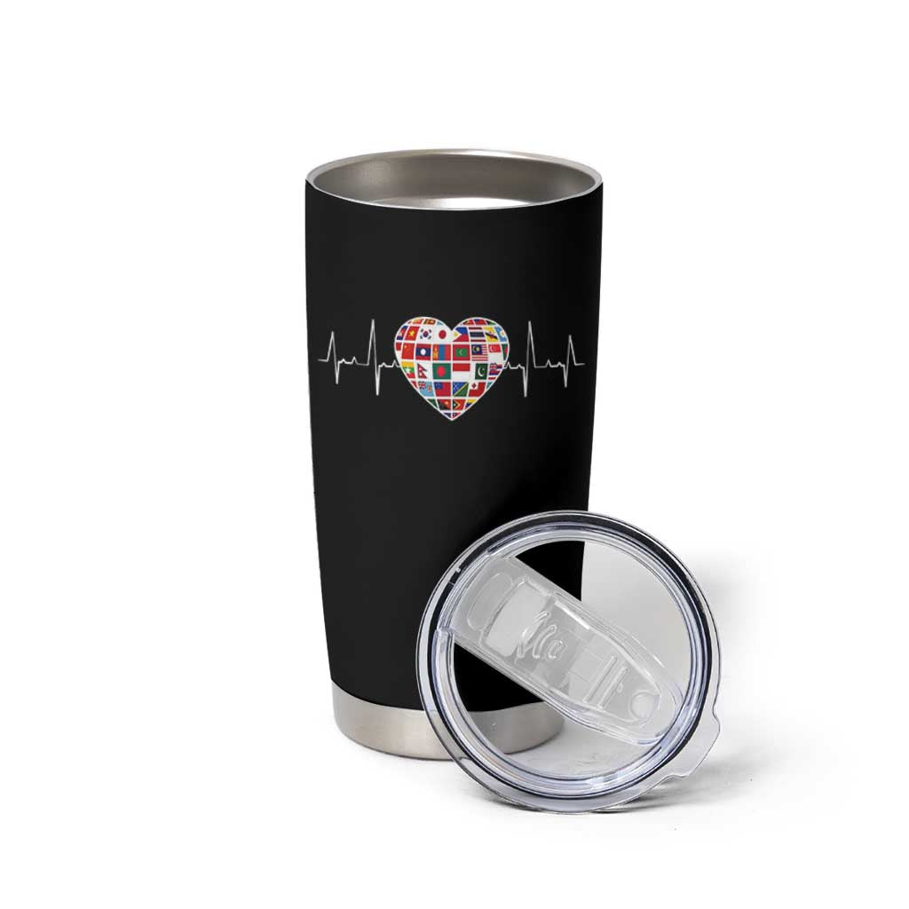 AAPI Heritage Month Heartbeat Heart Asian American and Pacific Islander Countries Flag Tumbler Cup
