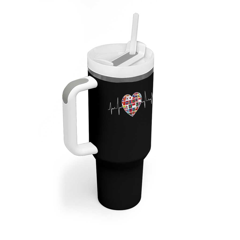 AAPI Heritage Month Heartbeat Heart Asian American and Pacific Islander Countries Flag Tumbler With Handle