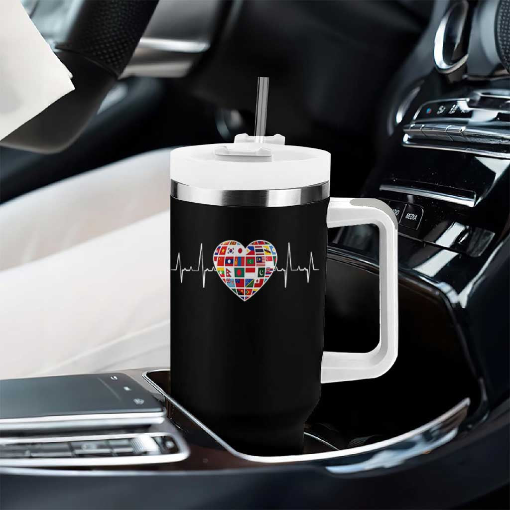 AAPI Heritage Month Heartbeat Heart Asian American and Pacific Islander Countries Flag Tumbler With Handle