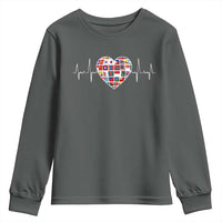 AAPI Heritage Month Heartbeat Heart Asian American and Pacific Islander Countries Flag Youth Sweatshirt