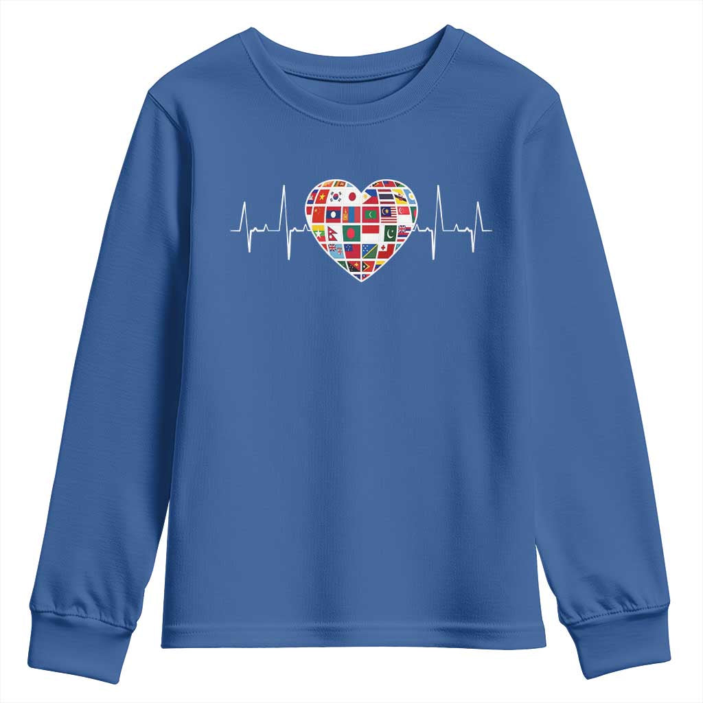 AAPI Heritage Month Heartbeat Heart Asian American and Pacific Islander Countries Flag Youth Sweatshirt