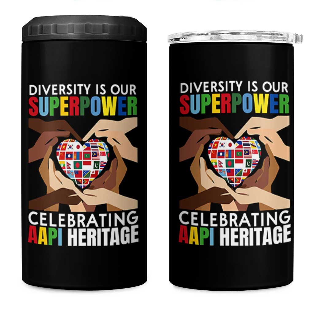 AAPI Heritage Month 4 in 1 Can Cooler Tumbler Diversity Is Our Superpower Asian American and Pacific Islander Countries