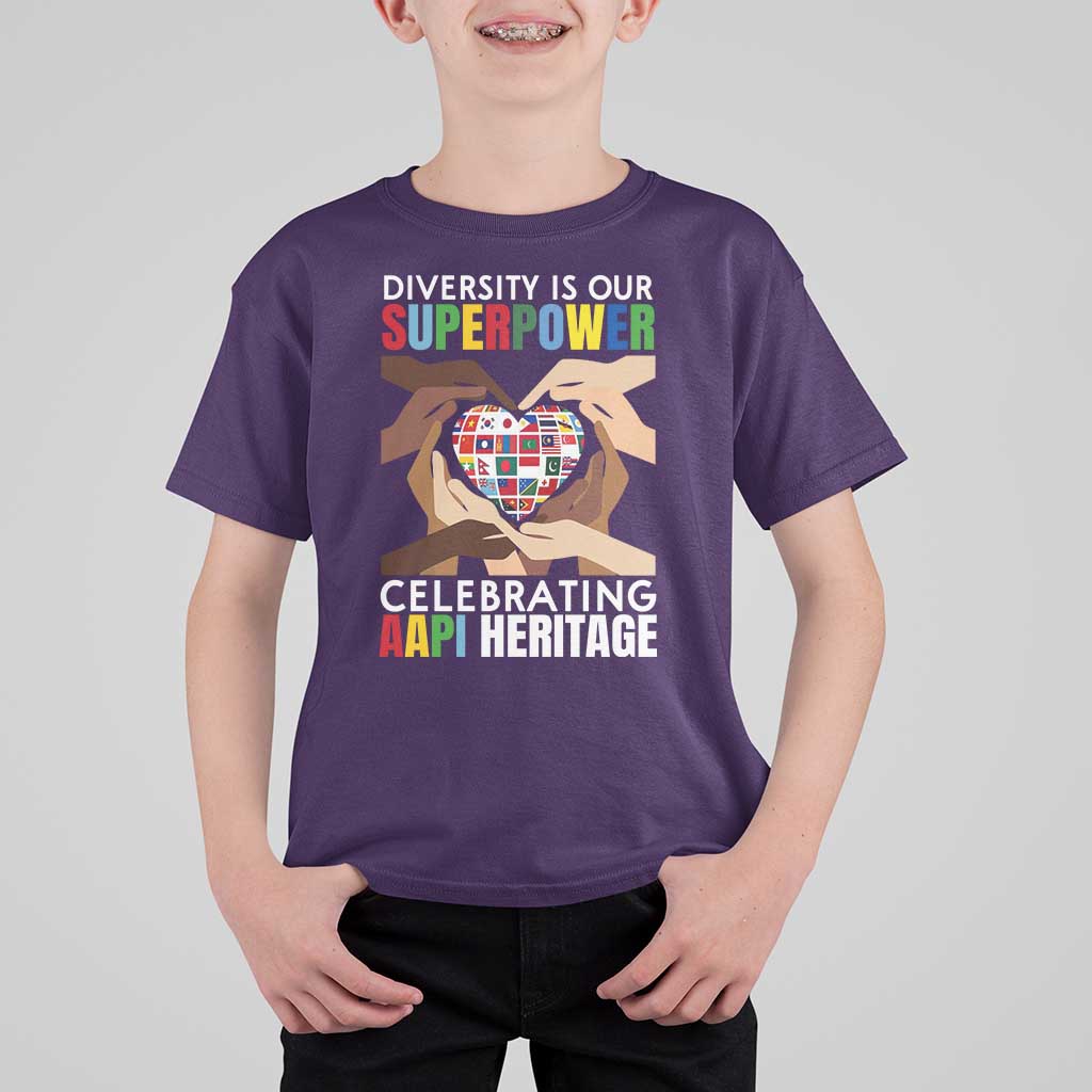 AAPI Heritage Month T Shirt For Kid Diversity Is Our Superpower Asian American and Pacific Islander Countries