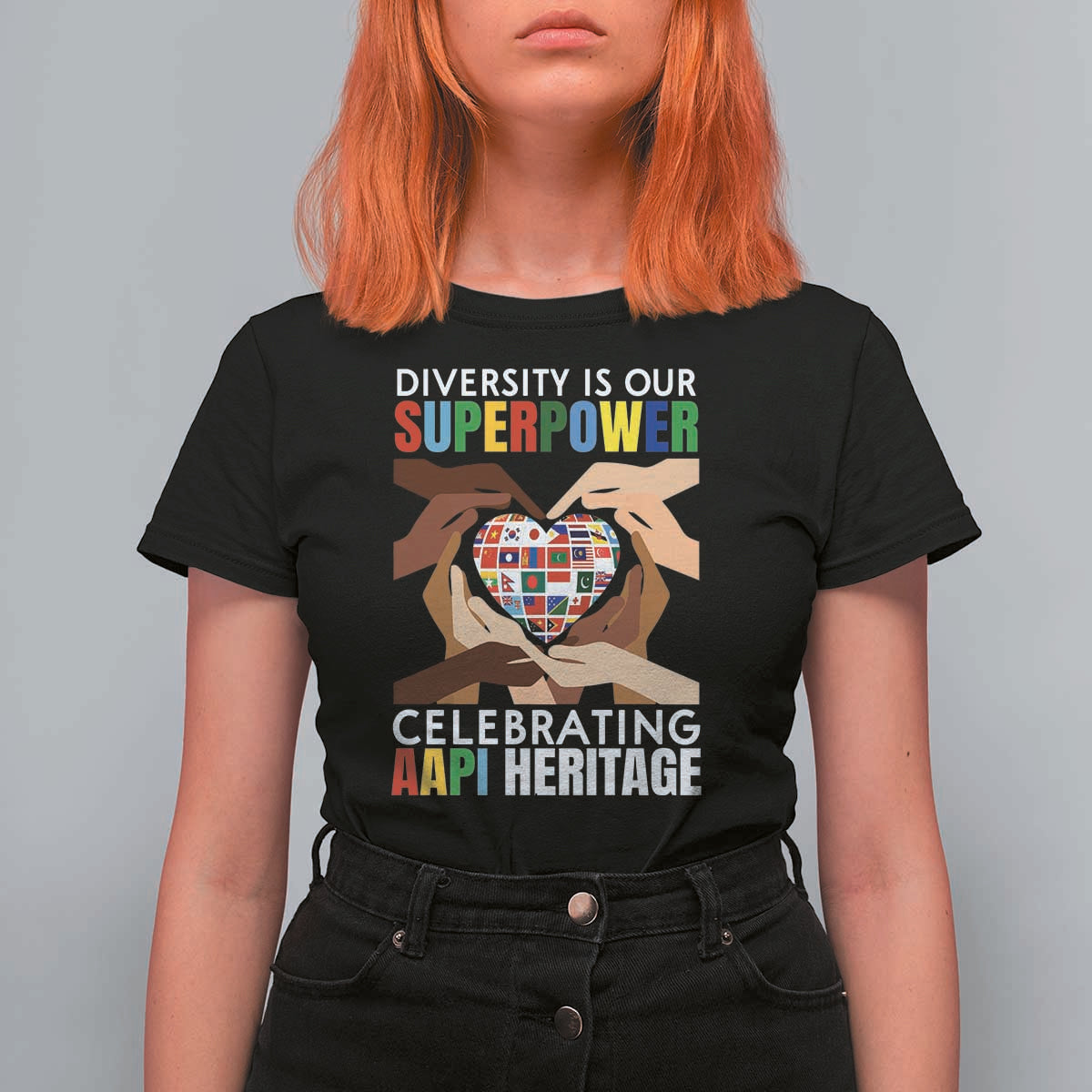 AAPI Heritage Month T Shirt For Women Diversity Is Our Superpower Asian American and Pacific Islander Countries