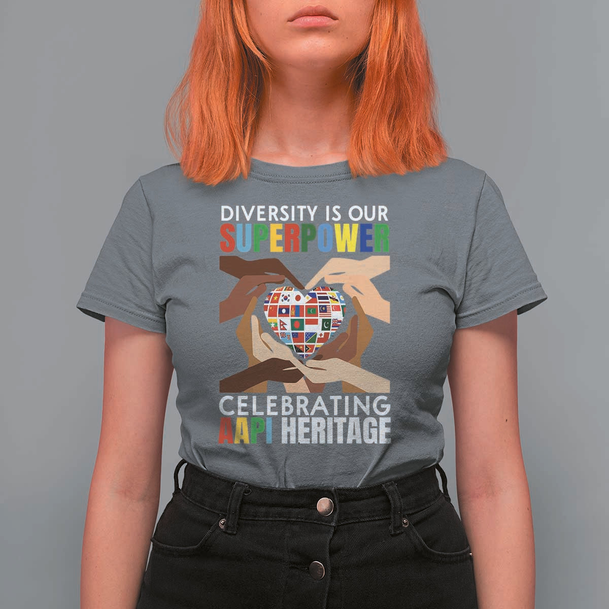 AAPI Heritage Month T Shirt For Women Diversity Is Our Superpower Asian American and Pacific Islander Countries