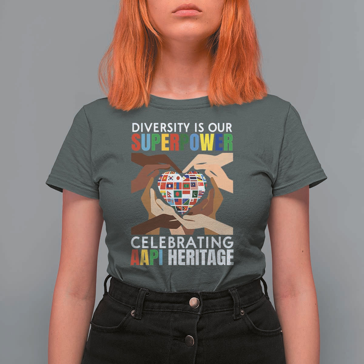 AAPI Heritage Month T Shirt For Women Diversity Is Our Superpower Asian American and Pacific Islander Countries