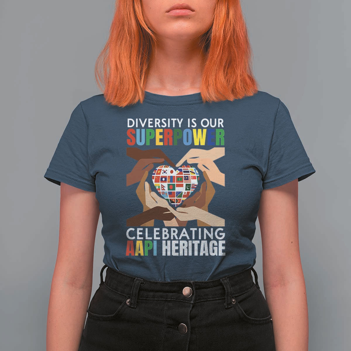 AAPI Heritage Month T Shirt For Women Diversity Is Our Superpower Asian American and Pacific Islander Countries