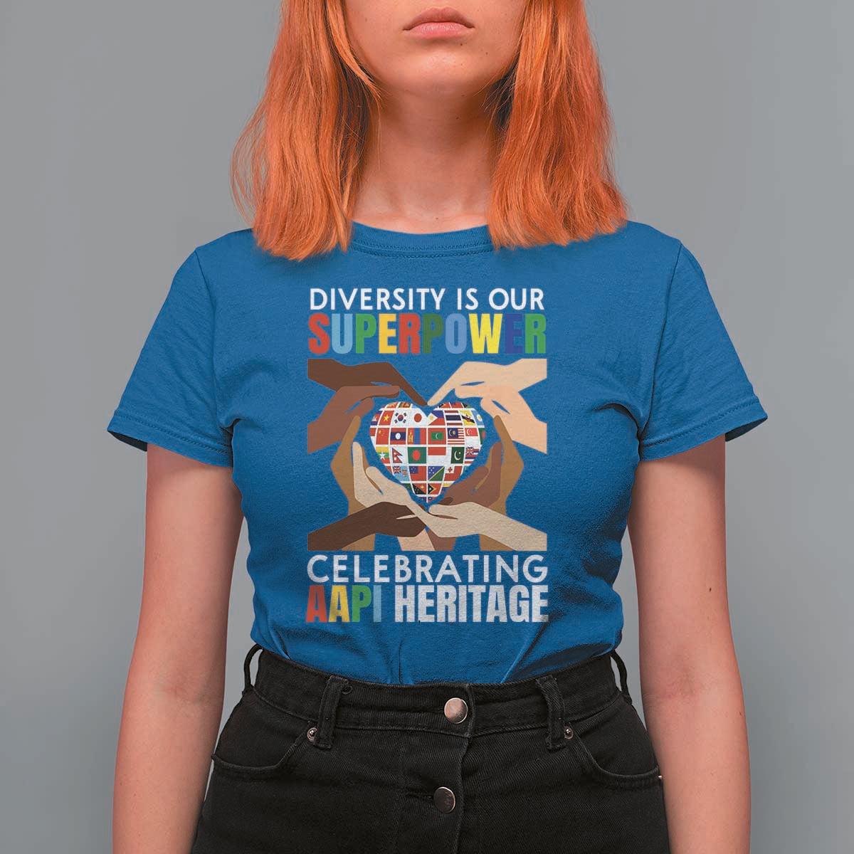 AAPI Heritage Month T Shirt For Women Diversity Is Our Superpower Asian American and Pacific Islander Countries