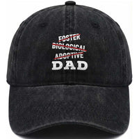Funny Biological Adoptive Foster Dad Washed Cotton Baseball Cap Fathers Day