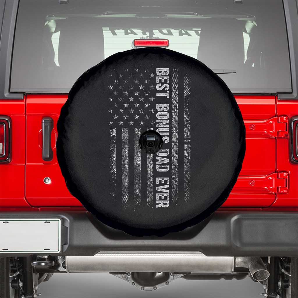 Funny Best Bonus Dad Ever Spare Tire Cover Fathers Day American Flag
